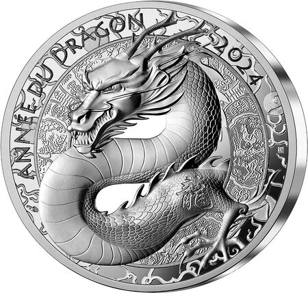 Pièce de monnaie en Argent 20 Euro g 1 Millésime 2024 DRAGON