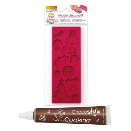 Moule pâte à sucre Noël + Stylo chocolat