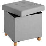 Tectake Pouf coffre de rangement pliable ALEA - gris clair
