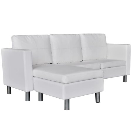 vidaXL Canapé sectionnel à 3 places cuir synthétique blanc