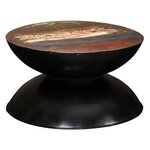 vidaXL Table basse Bois de récupération massif Base noire 60x60x33 cm