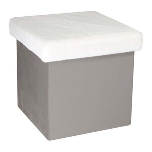 Pouf coffre pliable imitation fourrure léo