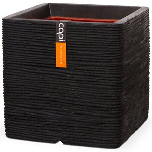 Capi Jardinière Nature Rib Carré 30 x 30 cm Noir KBLR902