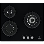 ELECTROLUX EGT6633NOK - Plaque de cuisson gaz - 3 foyers - 7900W - L56 x P48 x H4,5cm - Revetement verre - Grilles en fonte - Noir