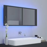 vidaXL Armoire de salle de bain à miroir LED Gris 100x12x45 Acrylique