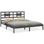 vidaXL Cadre de lit Gris Bois massif 200x200 cm