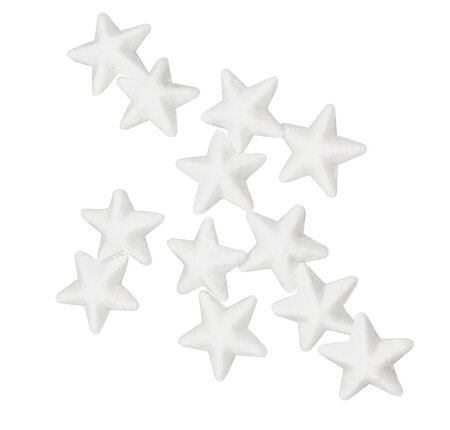 Étoile en polystyrène blanc pailleté 2 x 2 cm x 48 pièces