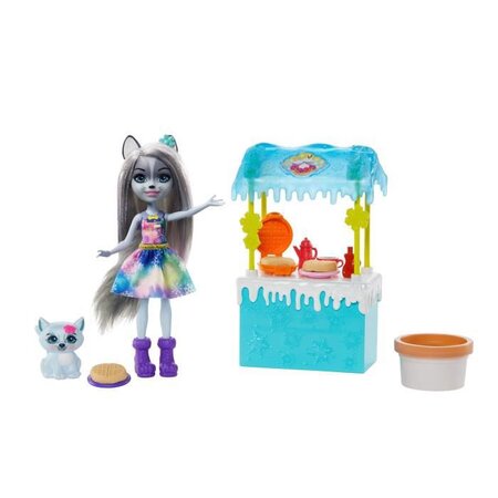 Enchantimals vallée enneigée poupée hawna husky 15 cm et creme fouettée