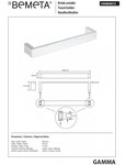 Etagère murale de douche GAMMA en laiton chromé 60 x10 x3,6 cm