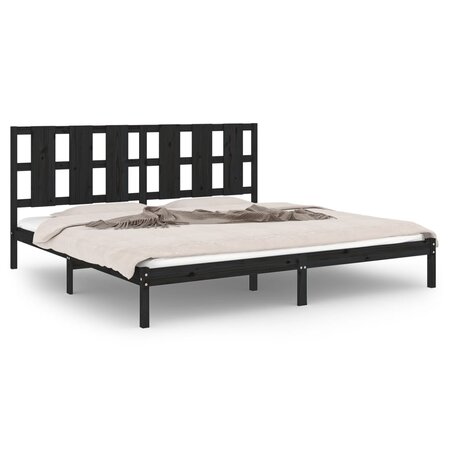 vidaXL Cadre de lit Noir Bois de pin massif 200x200 cm