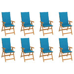 vidaXL Chaises inclinables de jardin avec coussins 8 Pièces Teck solide