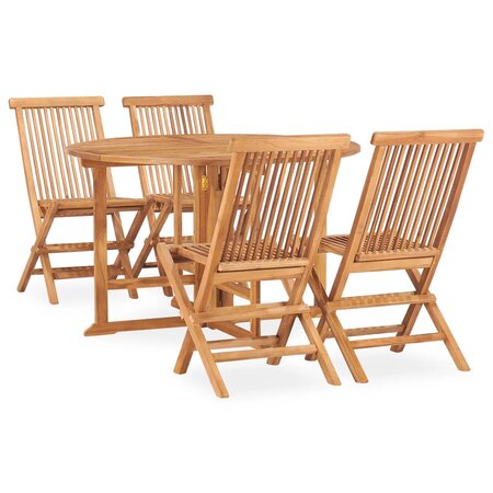 vidaXL Mobilier à dîner d'extérieur pliable 5 Pièces Bois solide de teck