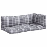 vidaXL Coussins de palette 3 Pièces motif à carreaux gris tissu
