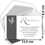 Lot 5 cartes remerciements condoléances +5 enveloppes blanches format 9x14cm