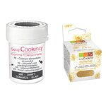 Colorant alimentaire en poudre noir + paillettes dorées