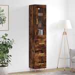 vidaXL Buffet haut Chêne fumé 34 5x34x180 cm Bois d'ingénierie