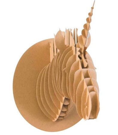 Tête de licorne 3d murale en carton