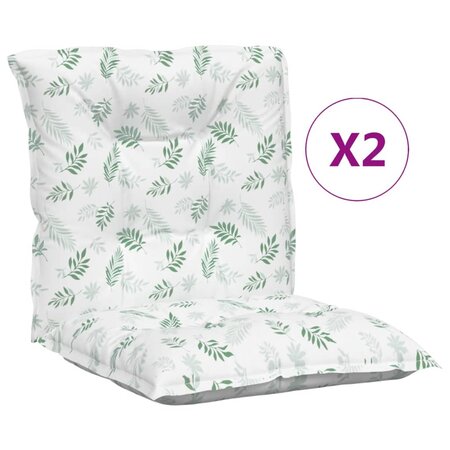 vidaXL Coussins de chaise à dossier bas lot de 2 modèle de feuille