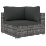 vidaXL Salon de jardin 5 Pièces avec coussins Résine tressée Gris