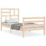 vidaXL Cadre de lit avec tête de lit 90x200 cm bois massif