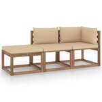 vidaXL Salon palette de jardin 3 Pièces et coussins Bois de pin imprégné