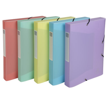 Boite De Classement Exabox Dos 40mm Polypropylène 7/10e Chromaline Pastel - A4 - Couleurs Assorties - X 8 - Exacompta