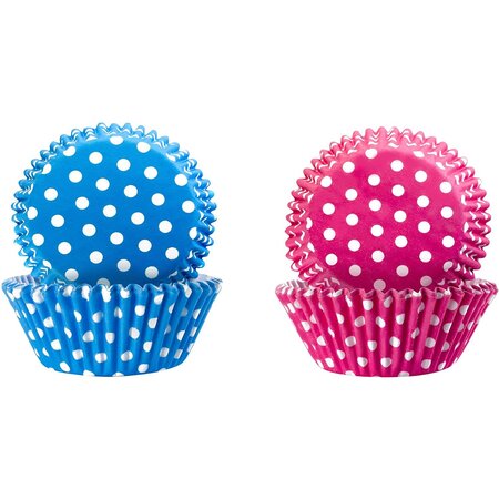 Lot de 100 Capsules à Pâtisserie Diam 7,5 cm Antiadhésive Rose et Bleu IBILI