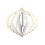 Boule En Papier Blanche - Nid D'abeille Blanc - Finitions Paillettes Dorées - Décoration Noël - 8x14 Cm - Draeger paris