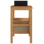 vidaXL Armoire de toilette Teck solide avec lavabo en marbre Noir