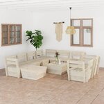 vidaXL Salon de jardin palette 10 Pièces Bois d'épicéa imprégné
