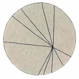 Tapis coton rond lignes graphiques - beige - 160 Ø