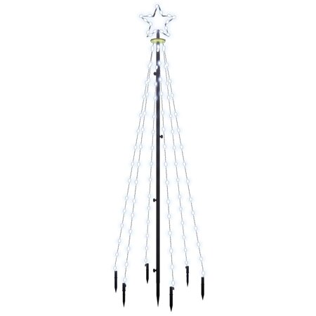 vidaXL Sapin de Noël avec piquet Blanc froid 108 LED 180 cm