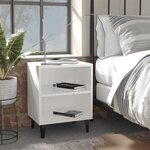 vidaXL Tables de chevet avec pieds en métal 2 Pièces Blanc 40x30x50 cm