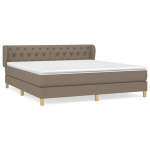 vidaXL Lit à sommier tapissier avec matelas Taupe 160x200 cm Tissu