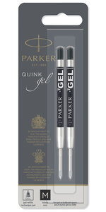 PARKER recharge bille gel pointe moyenne noire blister X 2