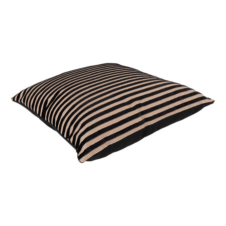 Coussin rectangulaire rayé noir et beige 30 x 60 cm