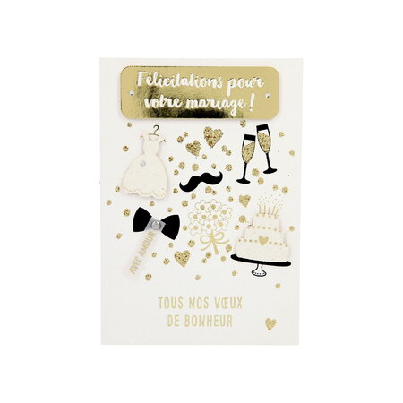 Carte de voeux paillettes - mariage - tous nos voeux de bonheur