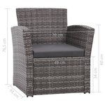 vidaXL Salon de jardin 4 Pièces avec coussins Résine tressée Gris