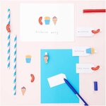 24 Autocollants en bois - hot-dog  frites  glace - multicolore