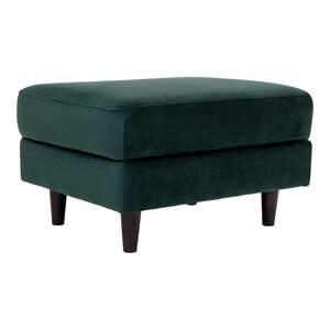 Pouf en velours vert foncé avec pieds en bois noir