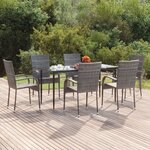 vidaXL Ensemble à dîner de jardin 7 Pièces Gris Résine tressée