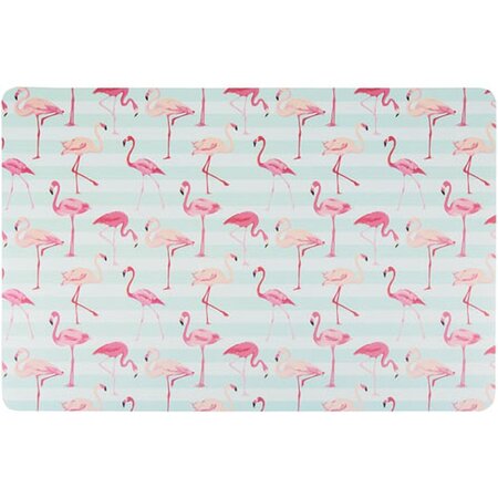 Set de table rectangulaire flamants roses rayé