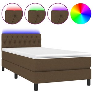 vidaXL Sommier tapissier et matelas et LED Marron foncé 90x190cm Tissu