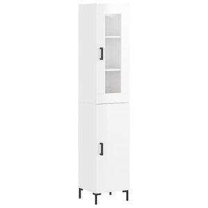 vidaXL Buffet haut Blanc brillant 34 5x34x180 cm Bois d'ingénierie