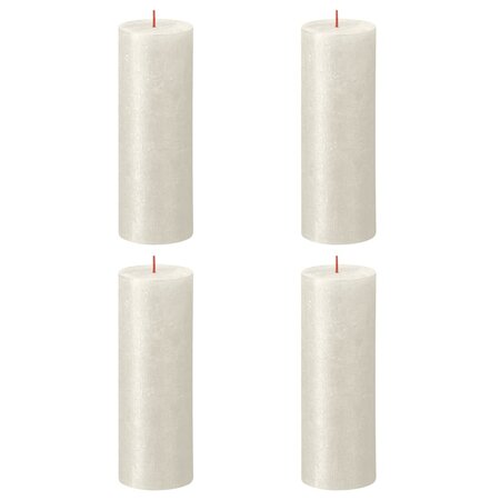 Bolsius Bougies pilier rustiques Shimmer 4 Pièces 190x68 mm Ivoire