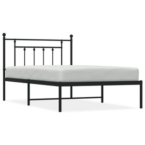 vidaXL Cadre de lit métal avec tête de lit noir 107x203 cm