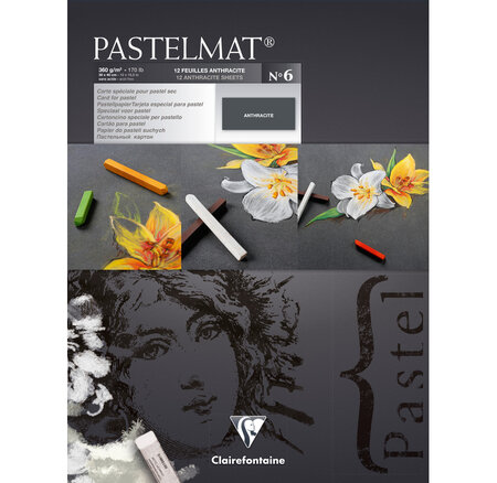 Bloc pastelmat n°6 30x40 12f anthracite 360g clairefontaine