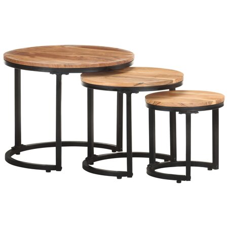 Vidaxl tables d'appoint 3 pièces bois d'acacia solide