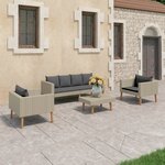vidaXL Salon de jardin 4 Pièces avec coussins Résine tressée Beige