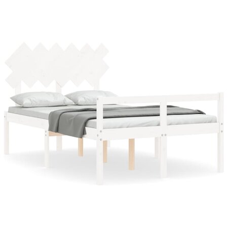 vidaXL Cadre de lit avec tête de lit blanc 120x200 cm bois massif